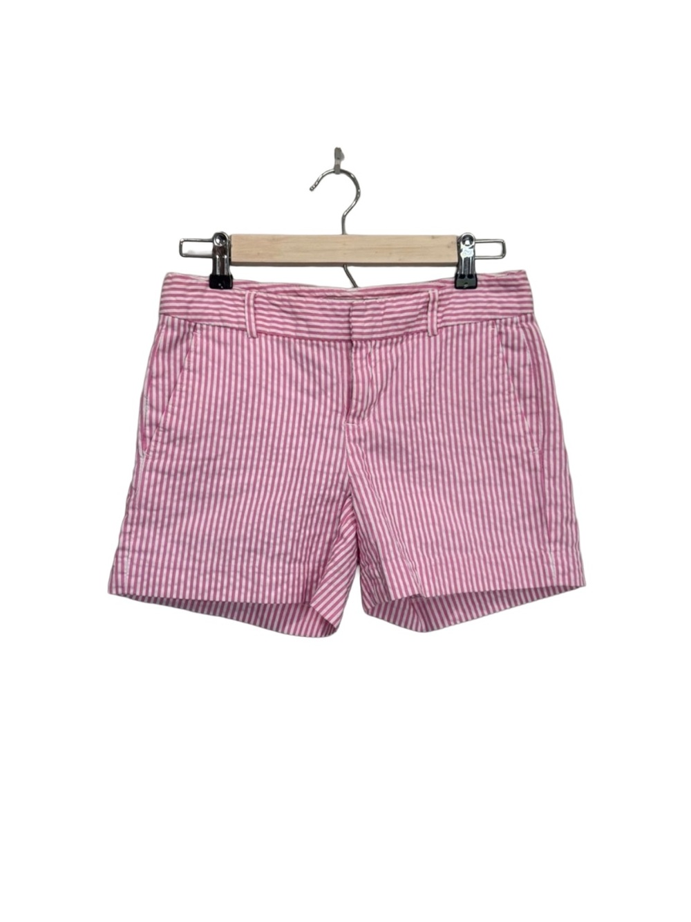 Banana Republic Pink and White Striped Seersucker Coastal Preppy Summer Shorts